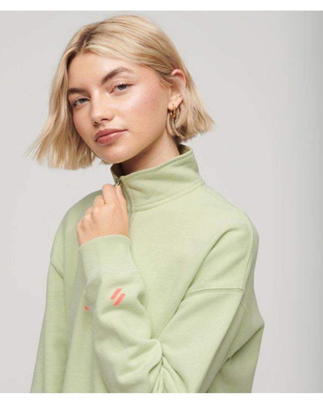 Superdry Green & Co Sportswear Logo Boxy Half Zip Sweatshirt