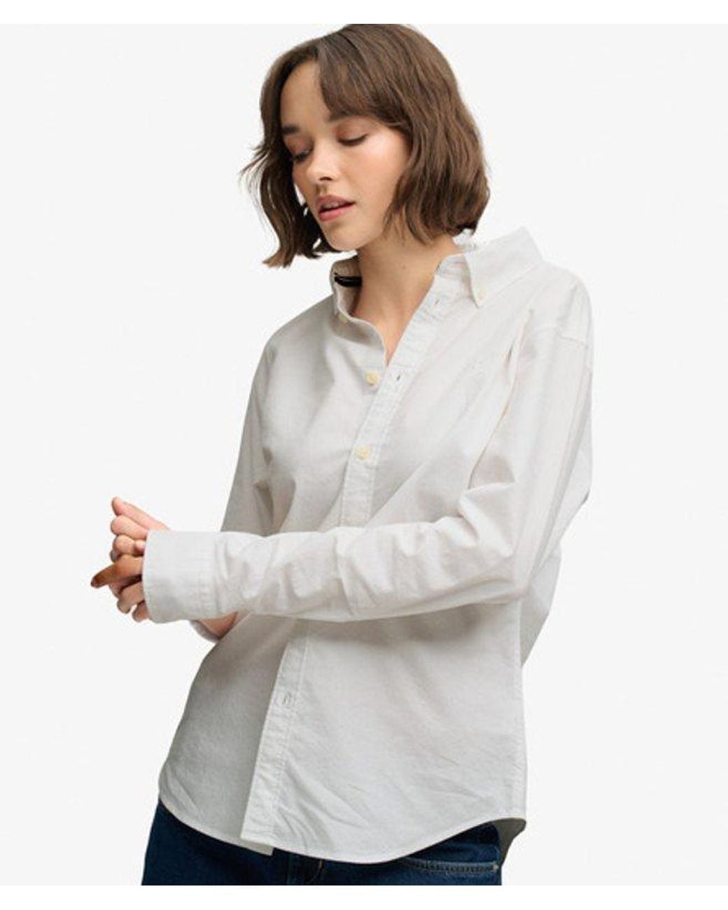 Superdry White & Co Slim Oxford Button Down Long Sleeve Shirt