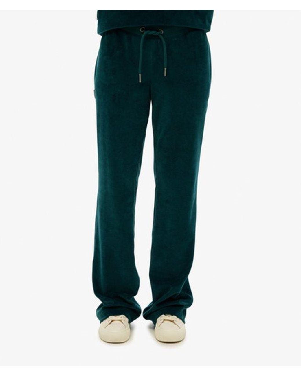Superdry Green Velour Wide Leg Joggers
