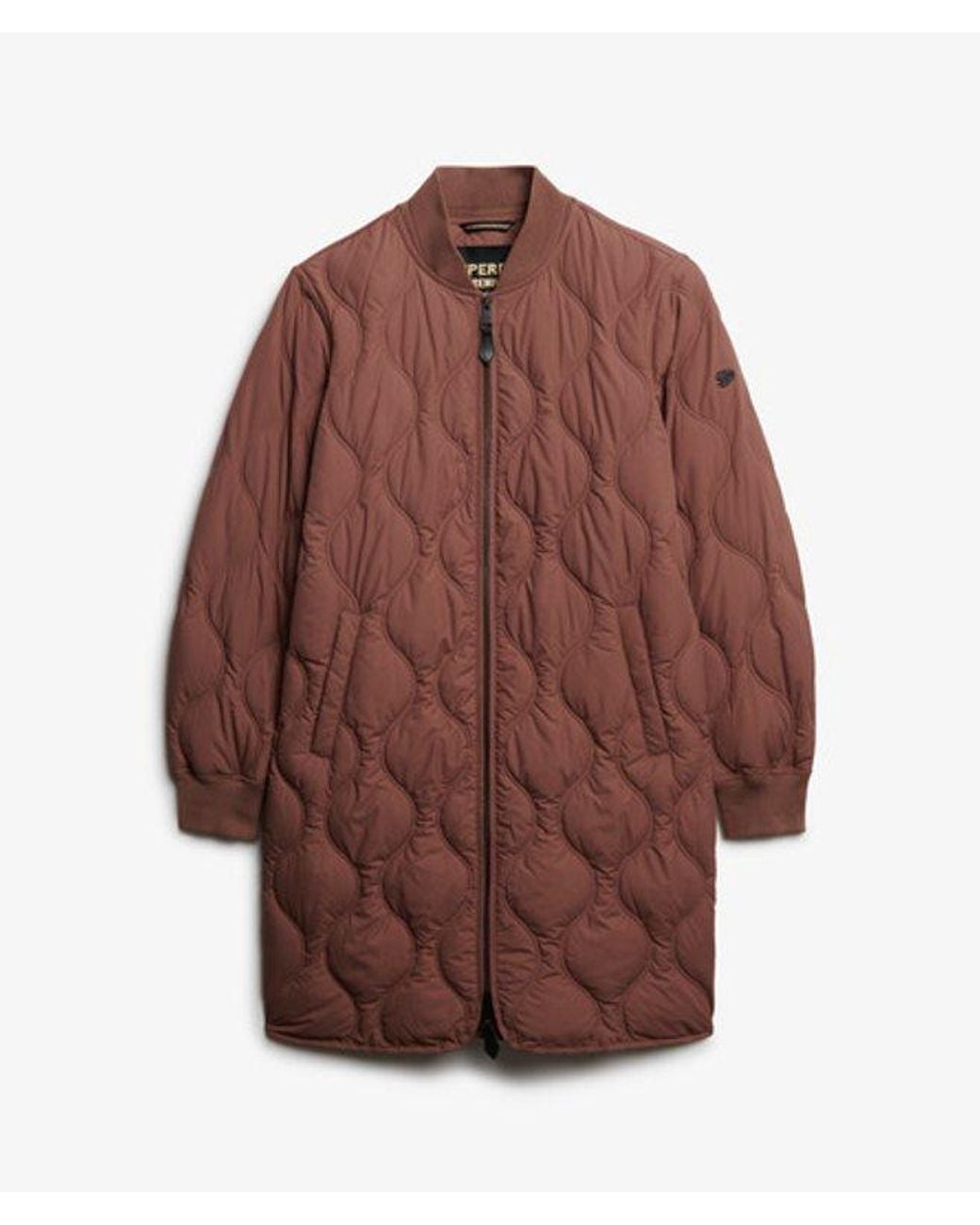 Superdry Brown Longline Quilted Liner Jacket
