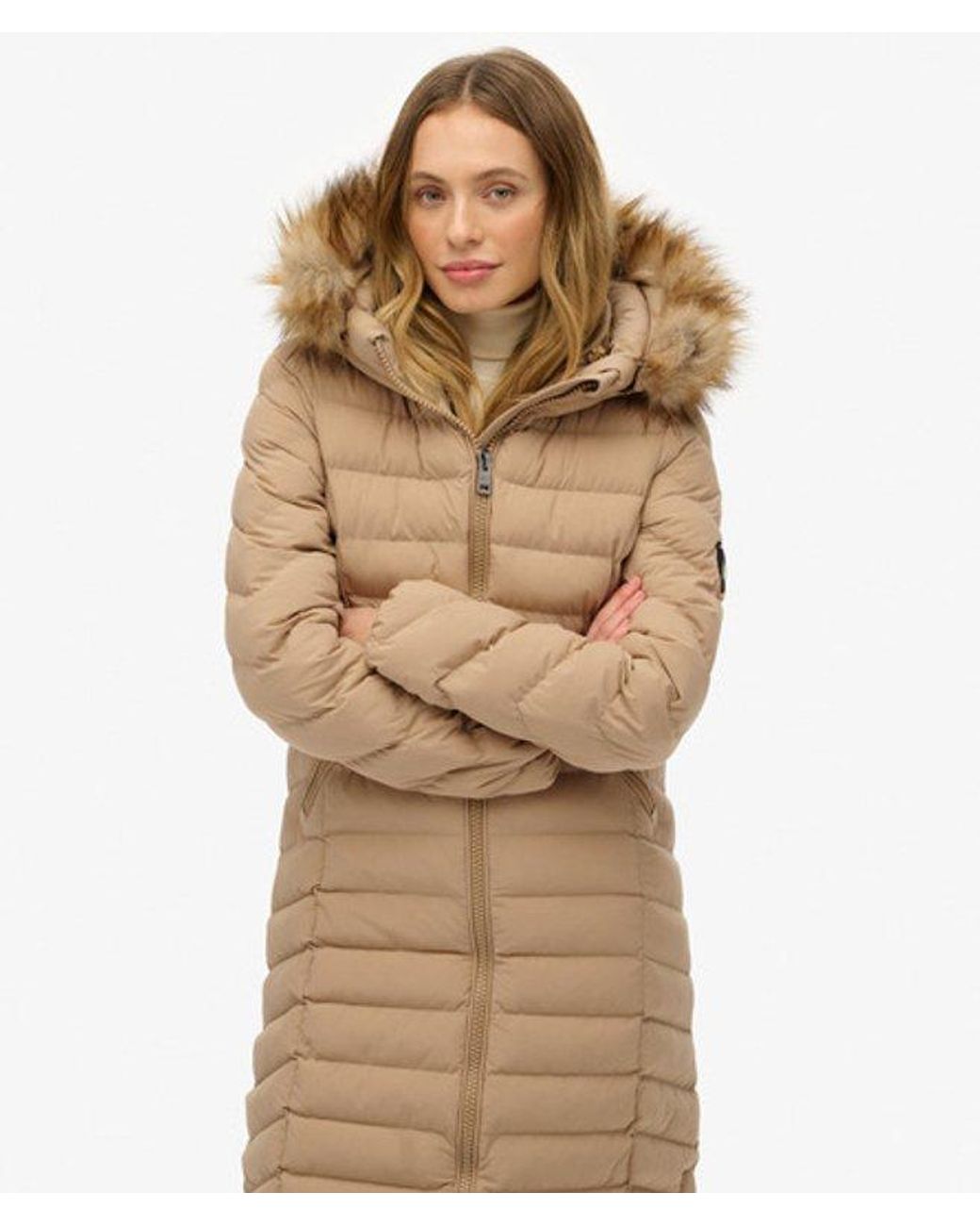 Superdry Blue & Co Fuji Faux Fur Hooded Long