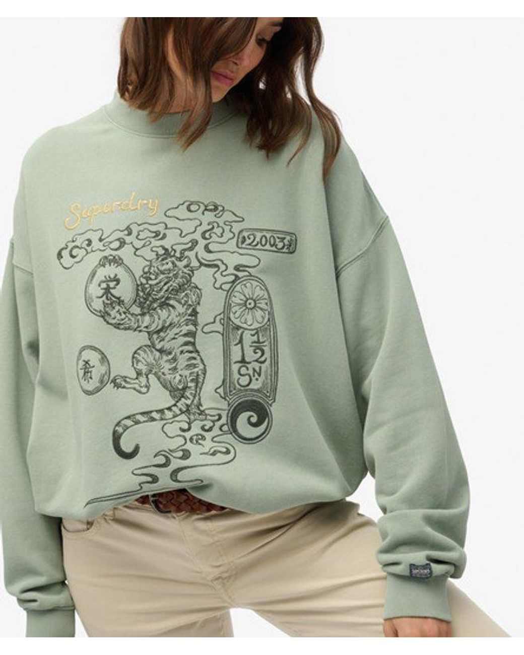 Superdry Green & Co Tokyo Narrative Oversized Sweatshirt