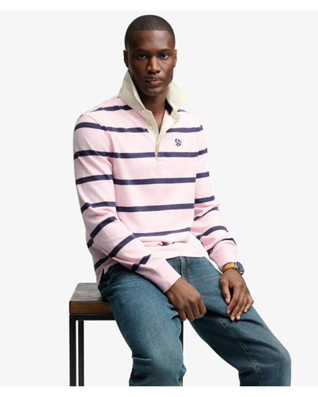 Superdry White & Co Athletic Stripe Rugby Top for men