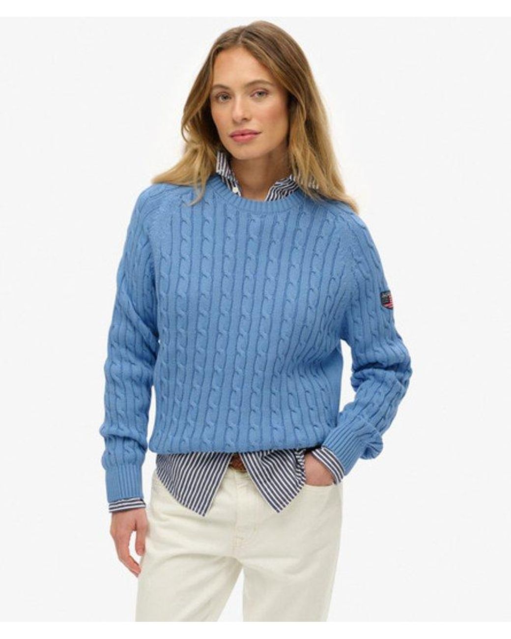 Superdry Blue & Co Slouchy Cable Knit Jumper
