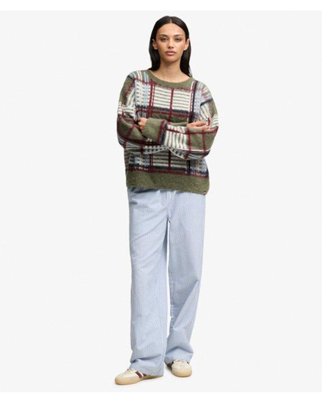 Superdry Green & Co Slouchy Brushed Check Knit Jumper