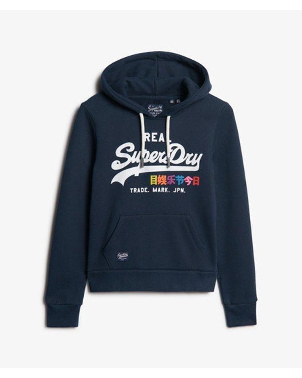 Superdry Blue Classic Graphic Print Vintage Logo Pop Hoodie
