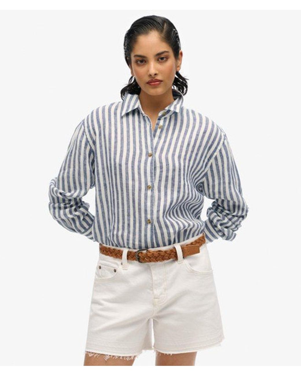 Superdry Blue & Co Casual Linen Boyfriend Shirt