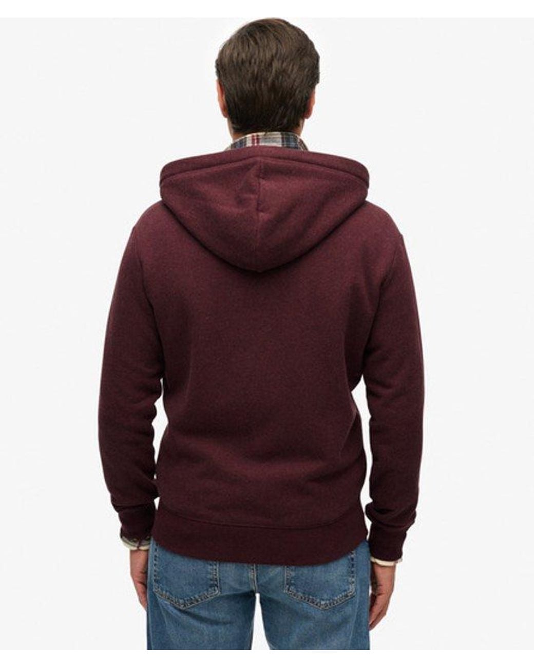 Superdry Red & Co Essential Logo Half Brushed Zip Hoodie for men