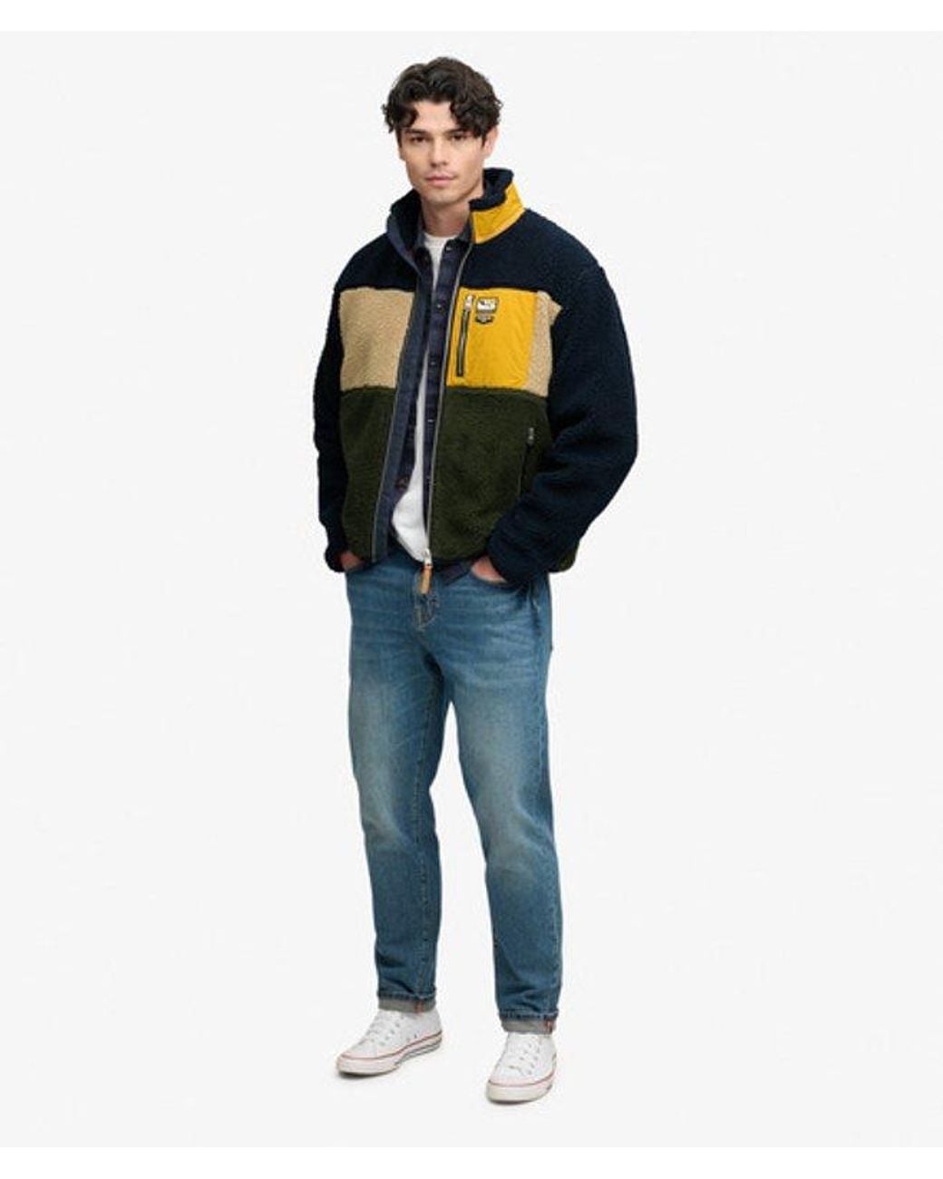Superdry Black & Co Colour Block Retro Zip Fleece for men