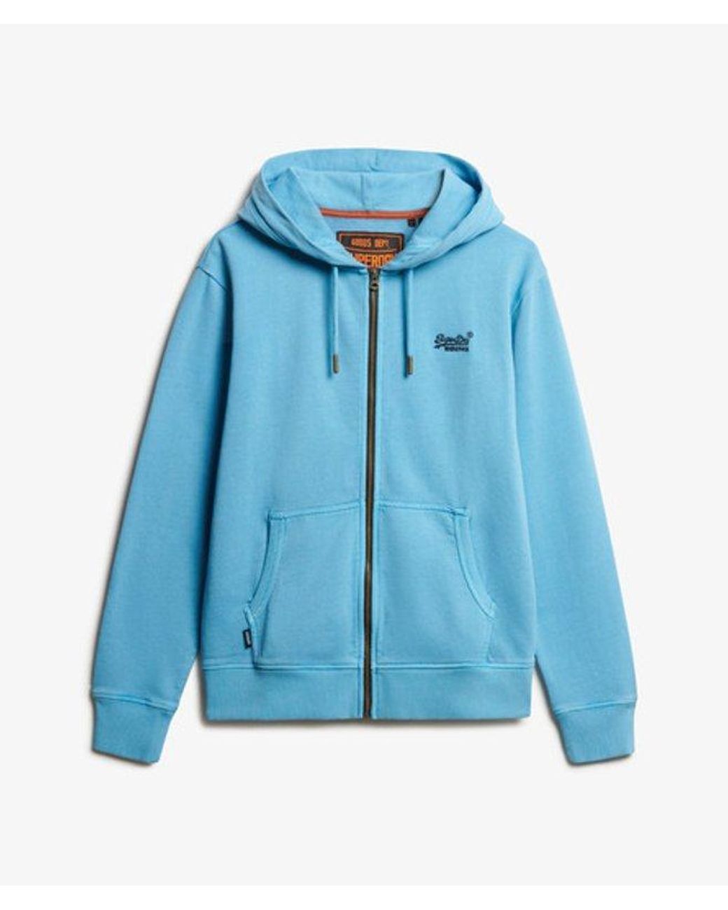 Superdry Essential Logo Washed Hoodie Met Rits Grootte: L in het Blue voor heren