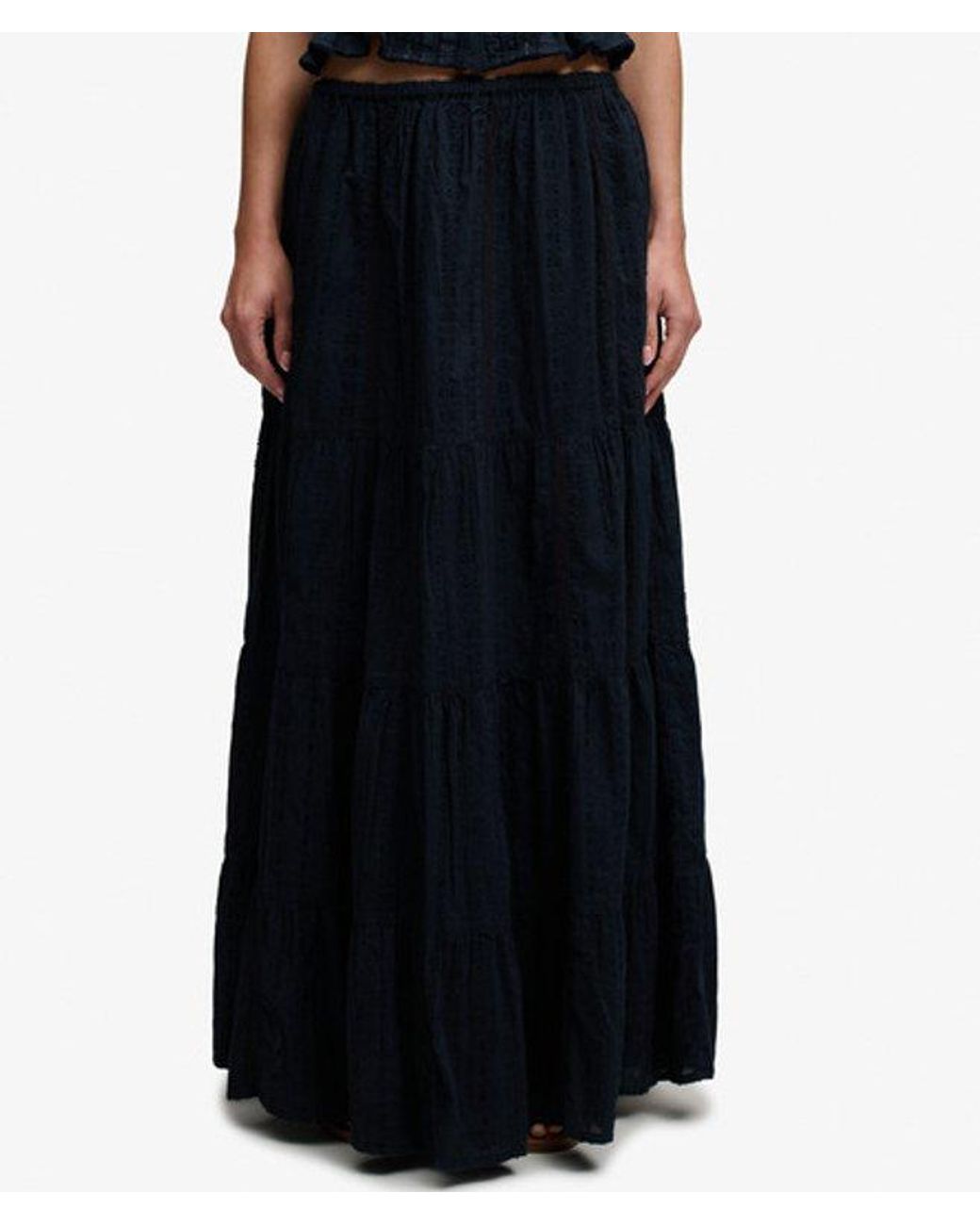 Superdry Black & Co Tiered Maxi Skirt