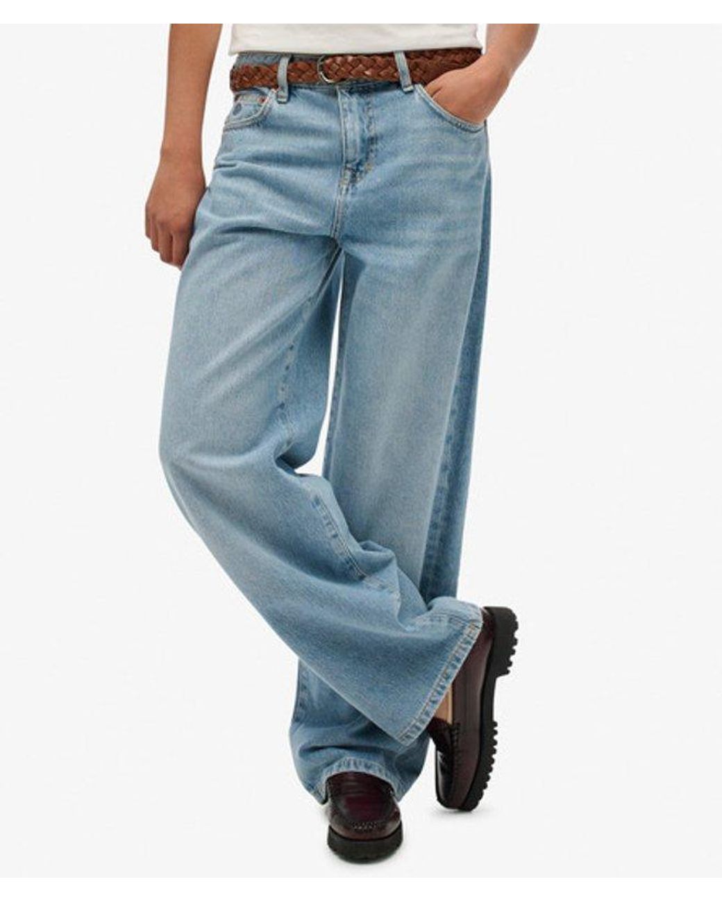 Superdry Blue & Co Organic Cotton Mid Rise Wide Leg Jeans