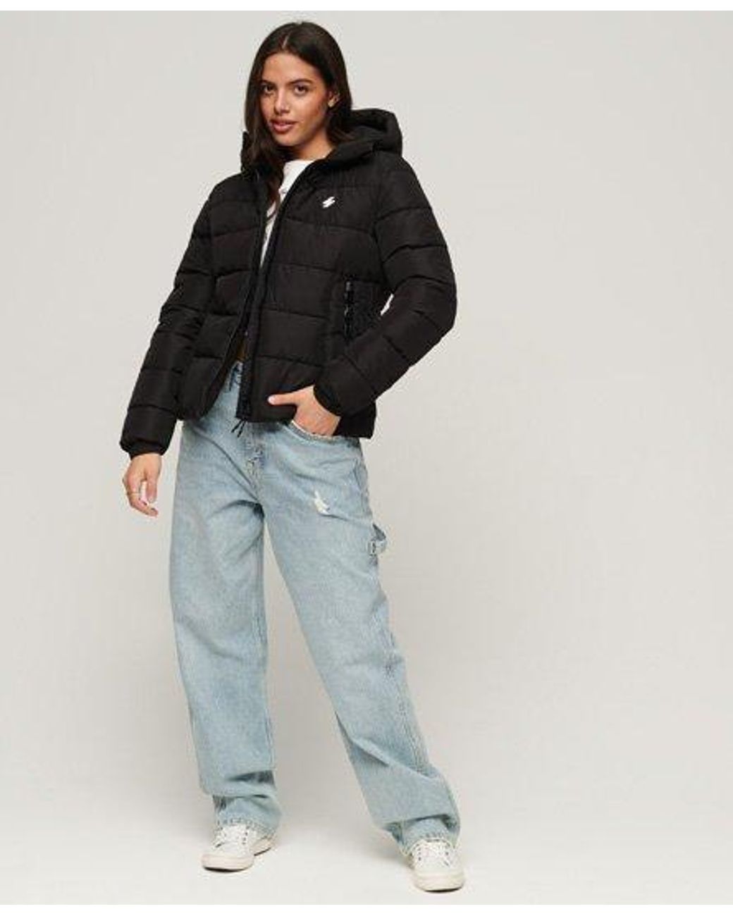Superdry Hooded Spirit Sports Puffer Jacket in Blue Lyst