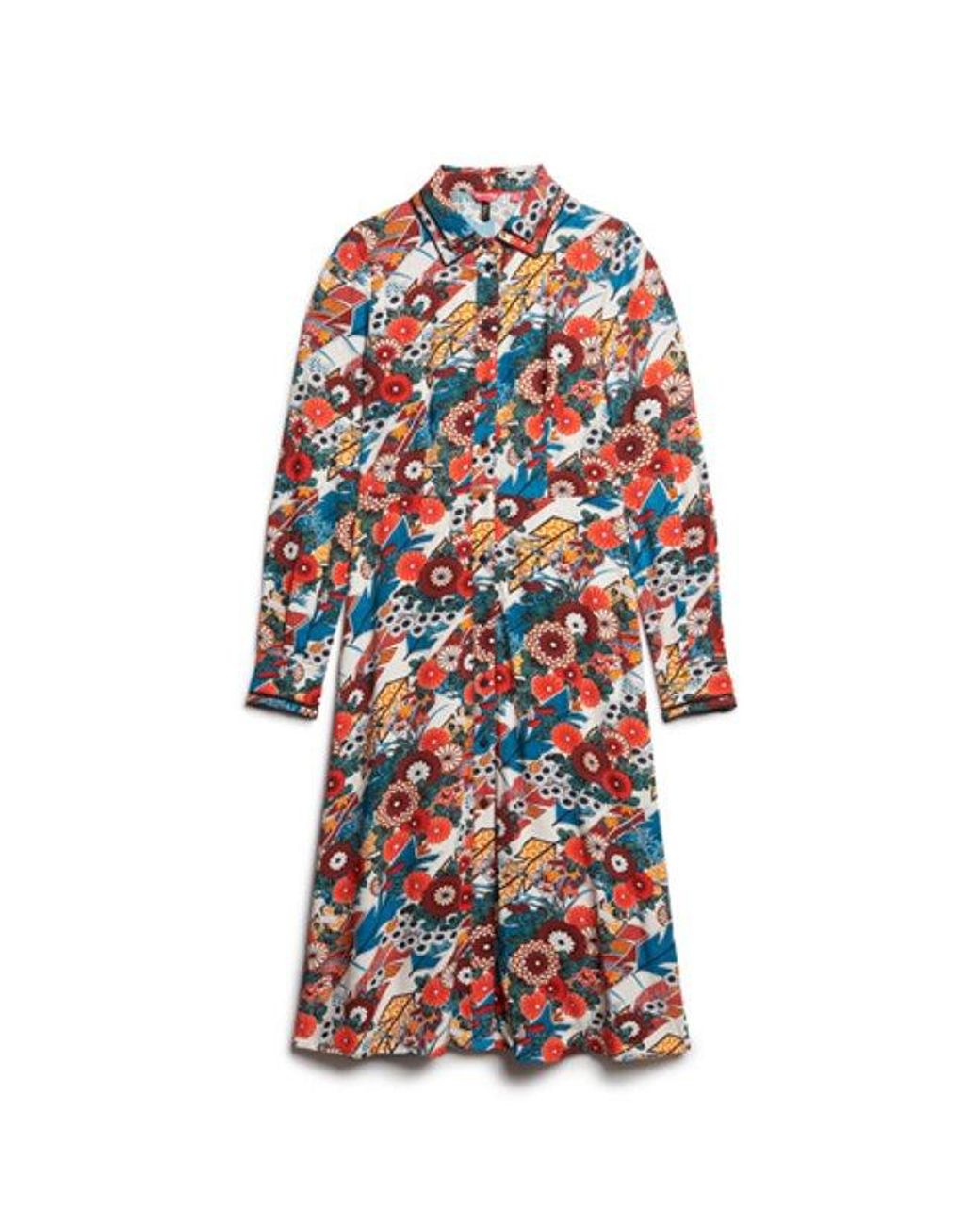 Superdry White & Co Printed Midi Shirt Dress