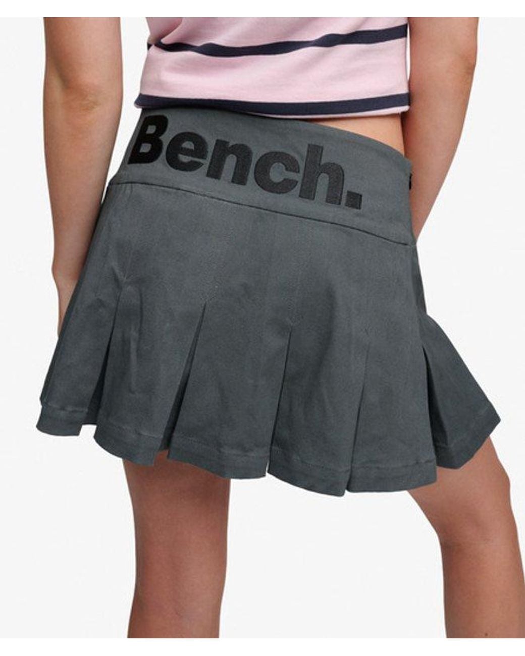 Superdry Gray Bench X & Co Bench Logo Pleated Twill Mini Skirt