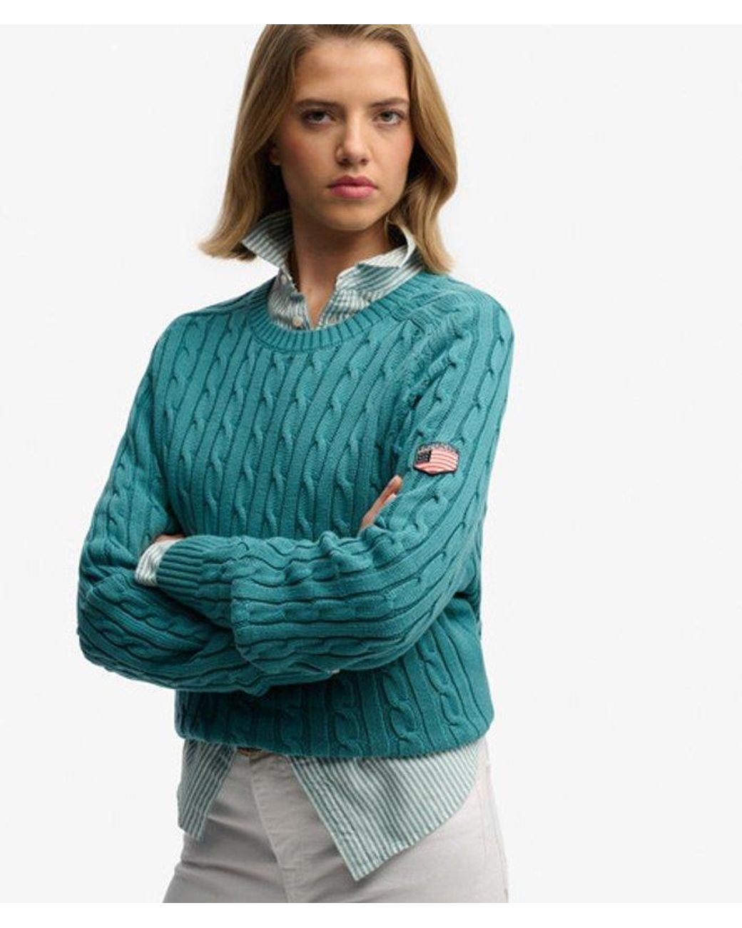 Superdry Blue & Co Slouchy Cable Knit Jumper