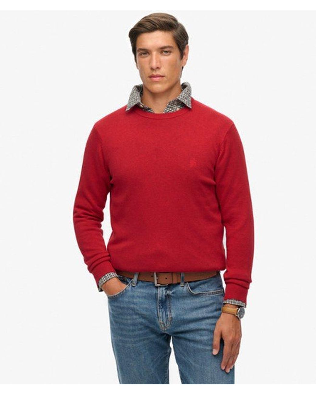 Superdry Red Essentials Cotton Jumper for men