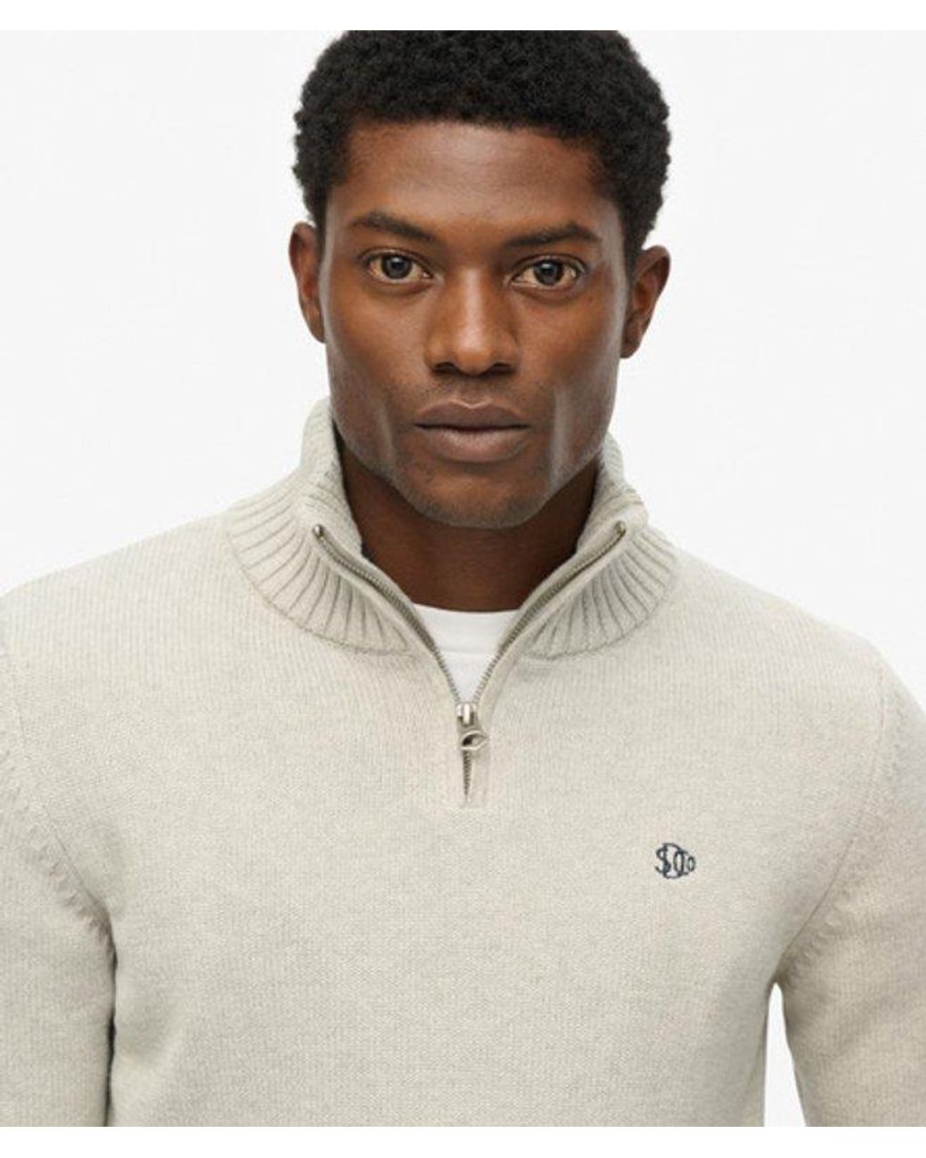 Superdry Gray & Co Cotton Half Zip Knit Jumper for men