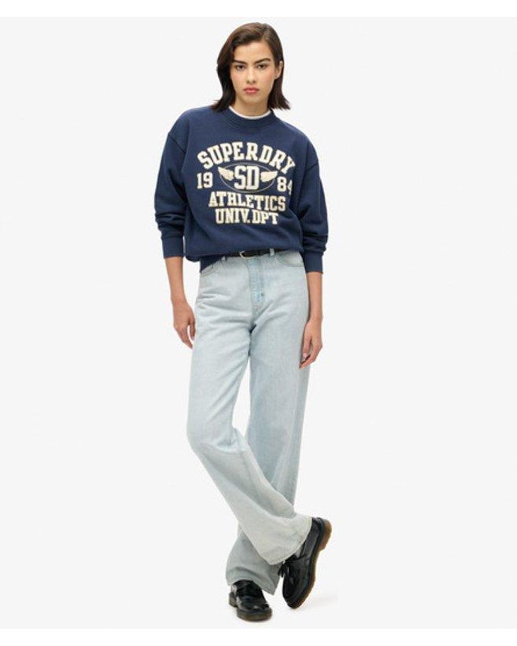Superdry Blue & Co Ladies Classic College Script Loose Sweatshirt