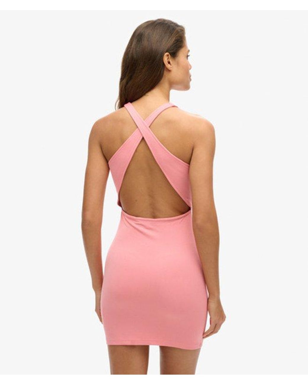 Superdry Pink & Co Jersey Cross Back Mini Dress