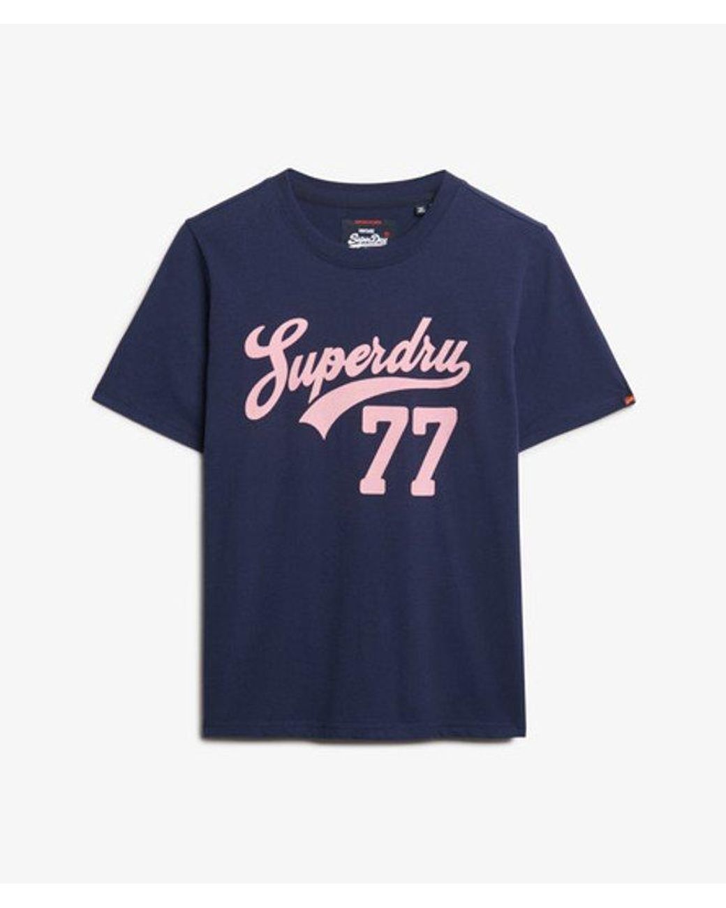 Superdry Blue & Co Classic Textured Graphic Super 77 T Shirt