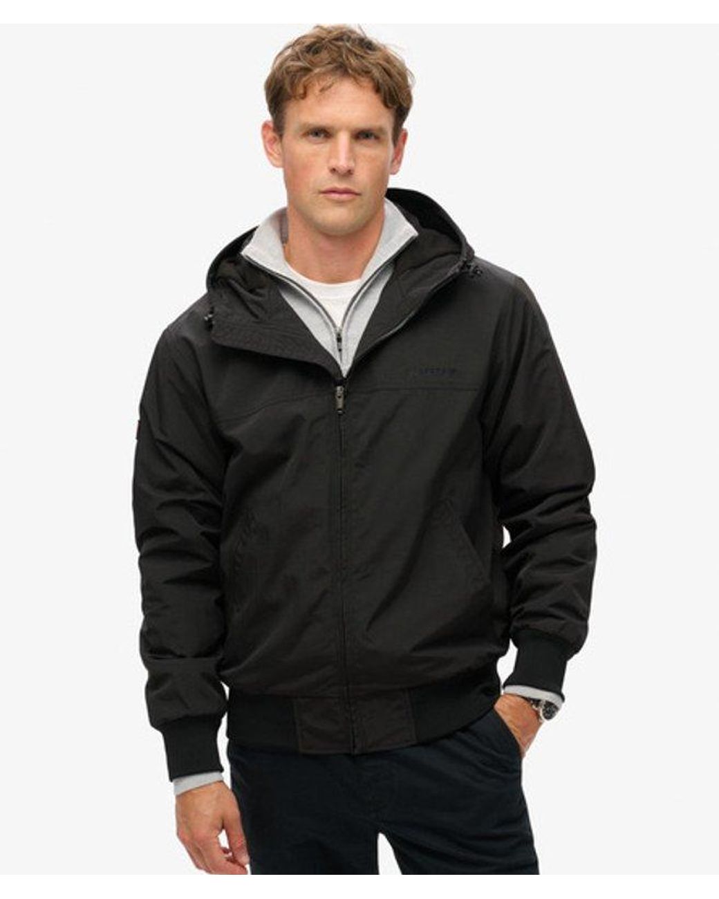 Superdry Black & Co Surplus Nylon Hooded Bomber Jacket for men
