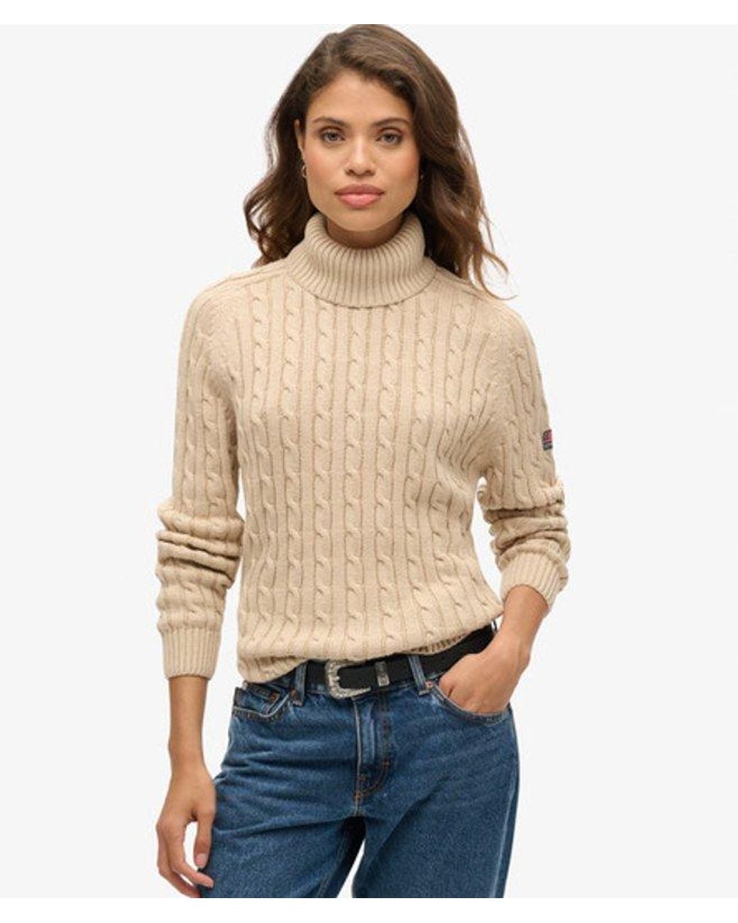 Superdry Natural & Co Slouchy Cable Roll Neck Jumper