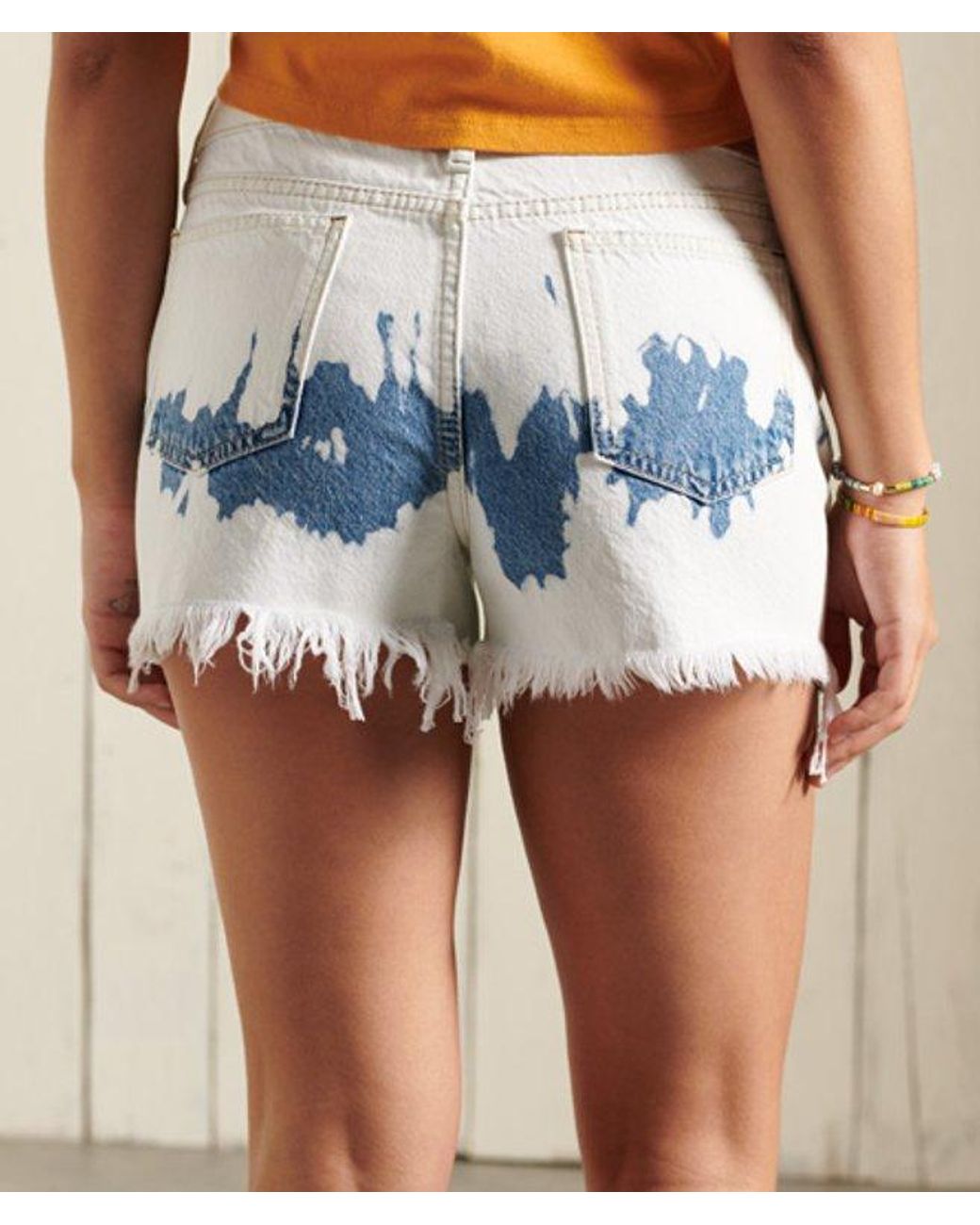 Superdry Blue High Rise Cut Off Shorts