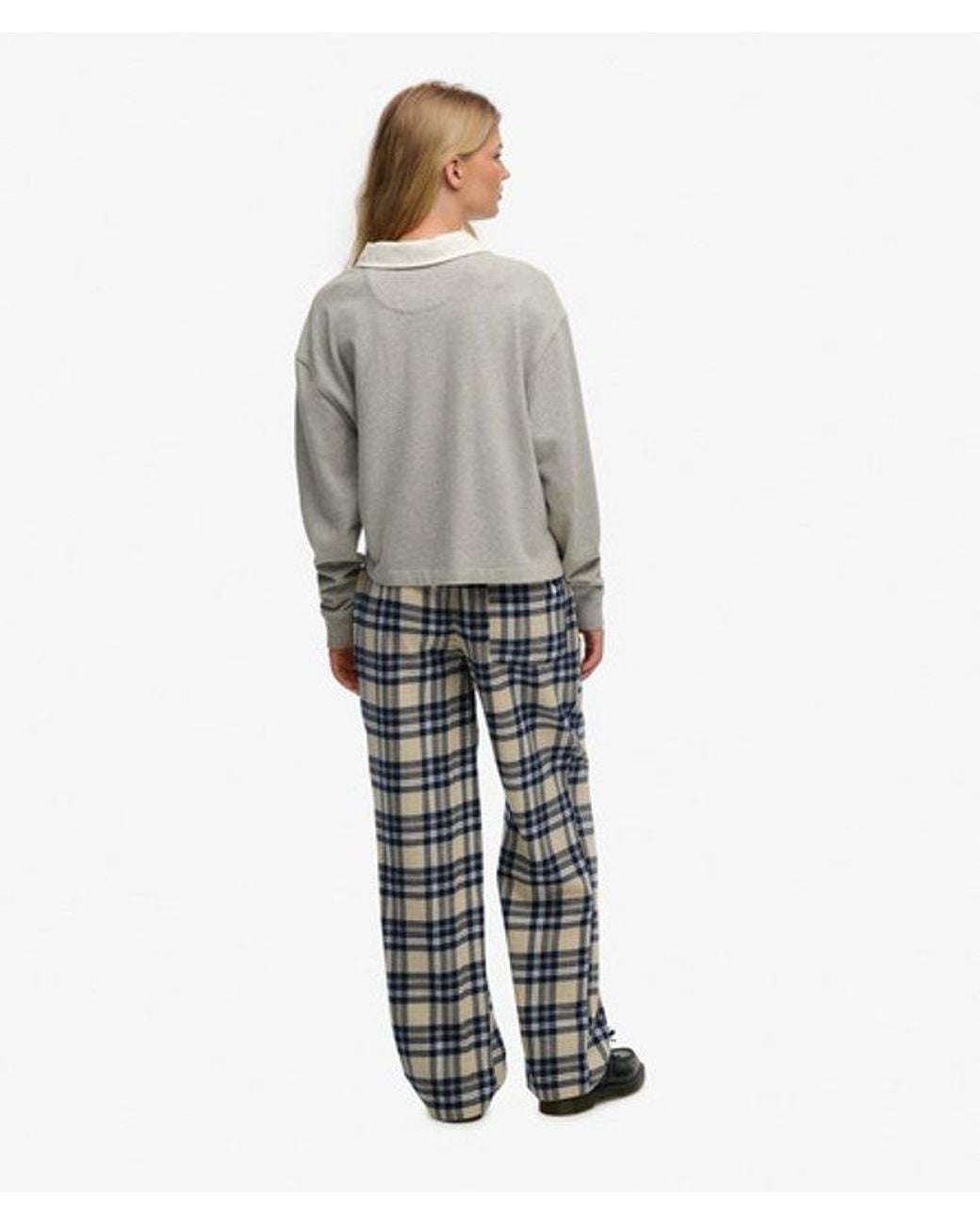 Superdry Gray & Co Cotton Check Elastic Trousers