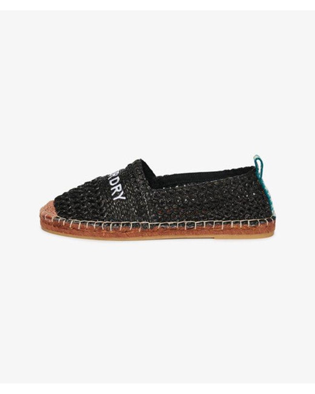 Superdry Black & Co Raffia Espadrille Embroidered Shoe