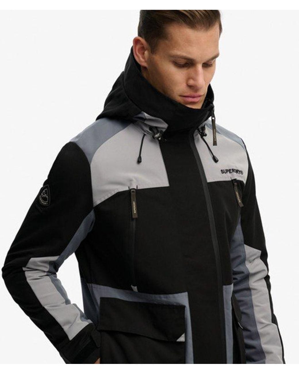 Superdry Black & Co Hooded Colour Block Windbreaker Jacket for men