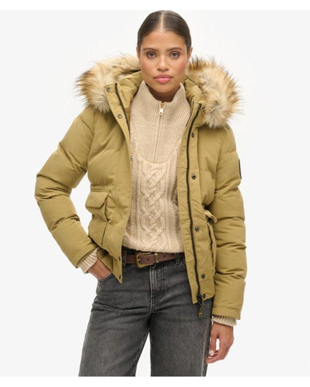 Superdry Natural & Co Everest Slim Fit Hooded Puffer Bomber Jacket