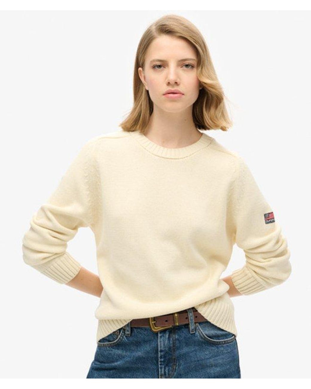 Superdry Blue & Co Knitted Slouchy Crew Neck Sweatshirt
