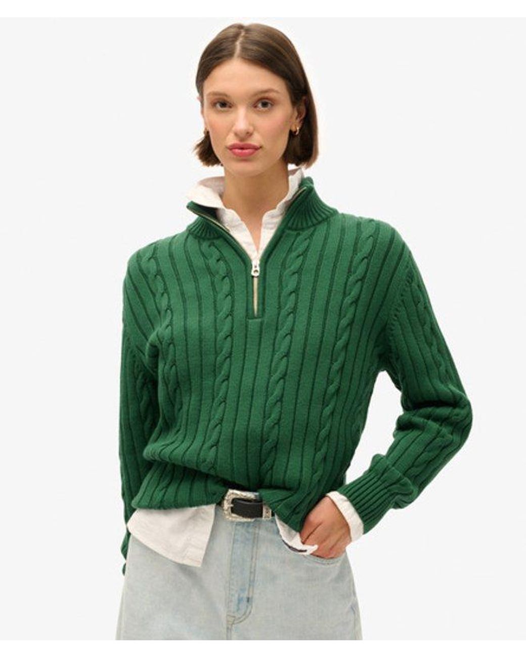 Superdry Green & Co Knitted Rugby Henley Jumper
