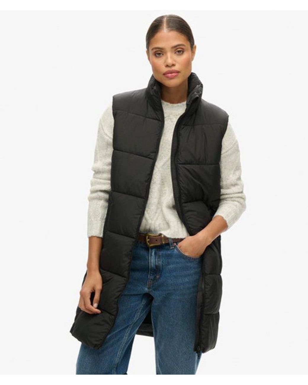 Superdry Black & Co Classic Quilted Long Gilet