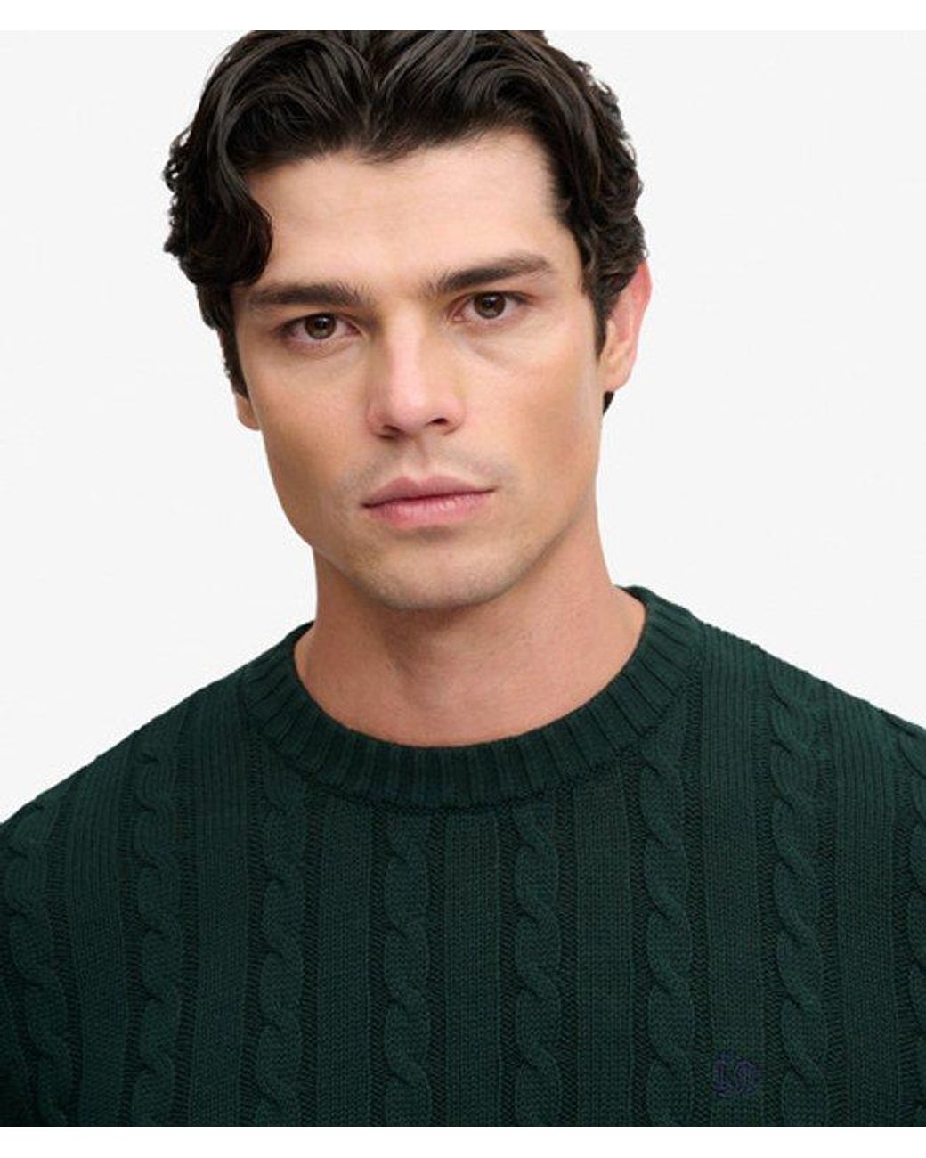 Superdry Green & Co Cotton Cable Knit Crew Jumper for men