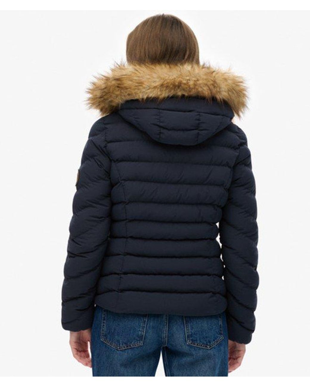 Superdry Blue & Co Fuji Faux Fur Hood Padded Jacket