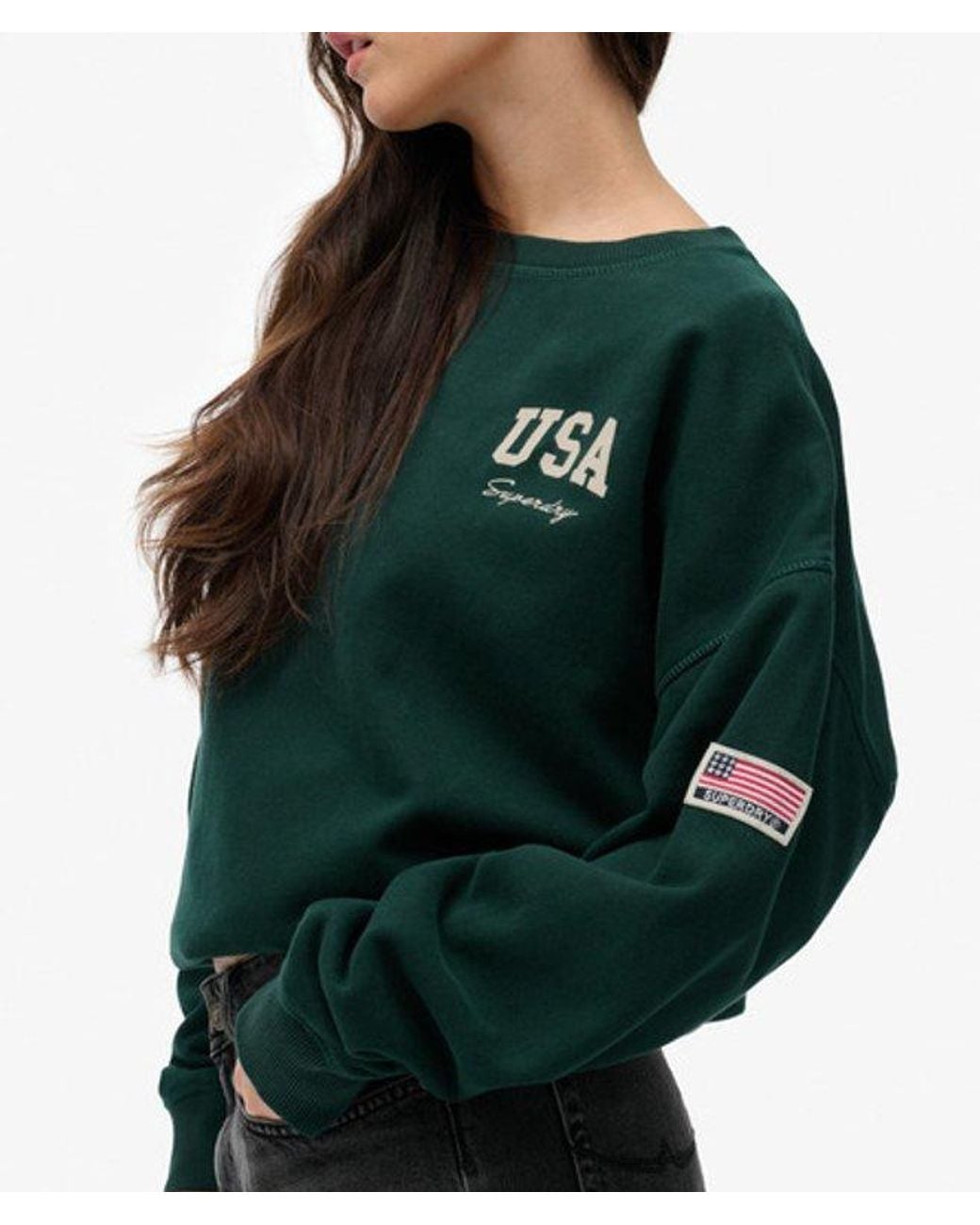 Superdry Green & Co Athletic Essentials Relaxed Crew Sweatshirt