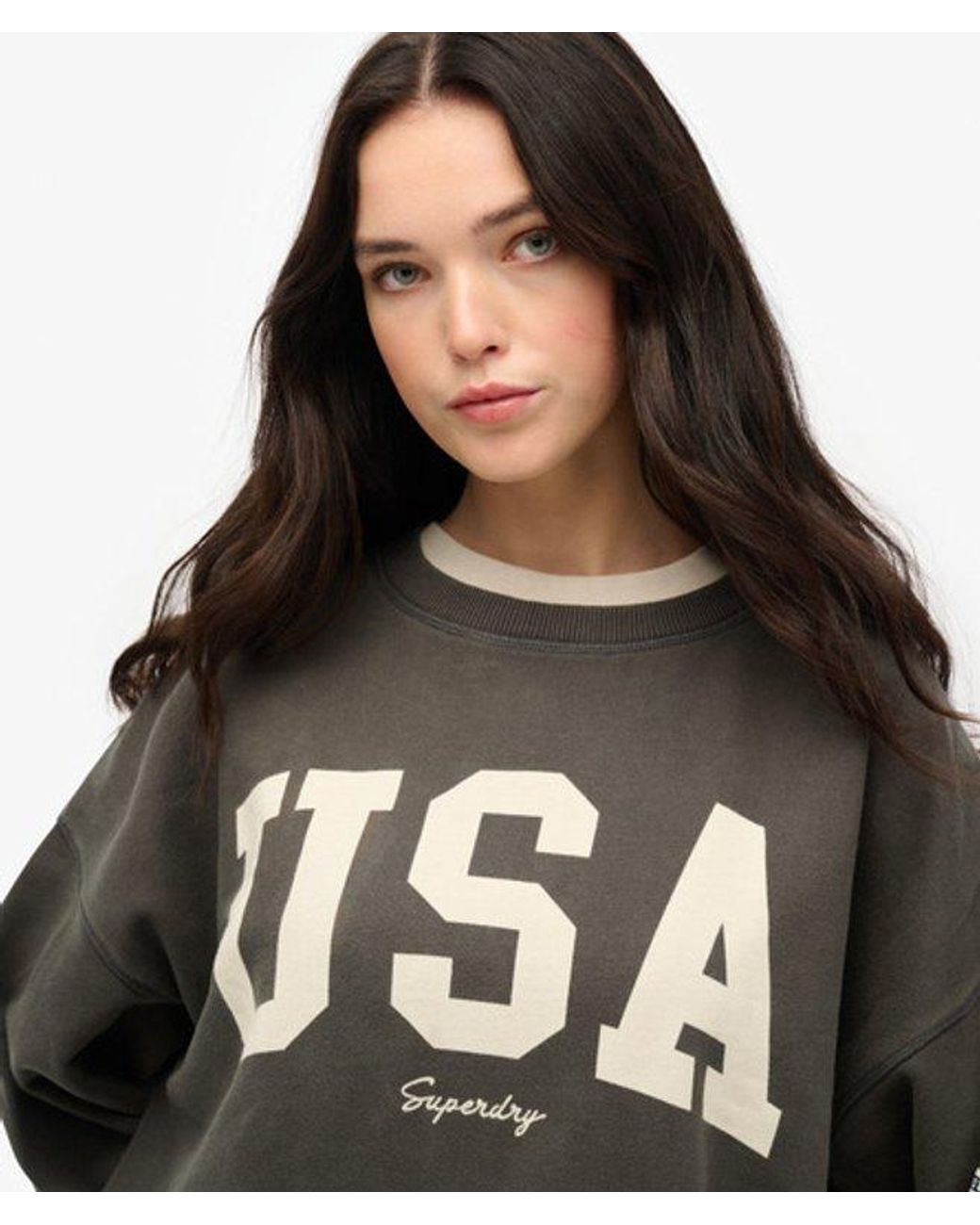 Superdry Gray & Co Athletic Essentials Relaxed Crew Sweatshirt