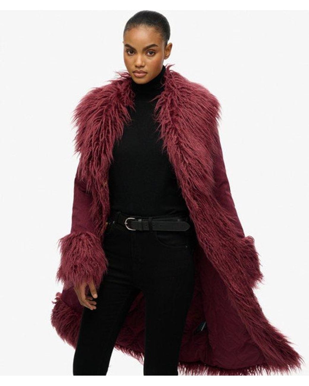 Superdry Red Long Afghan Coat