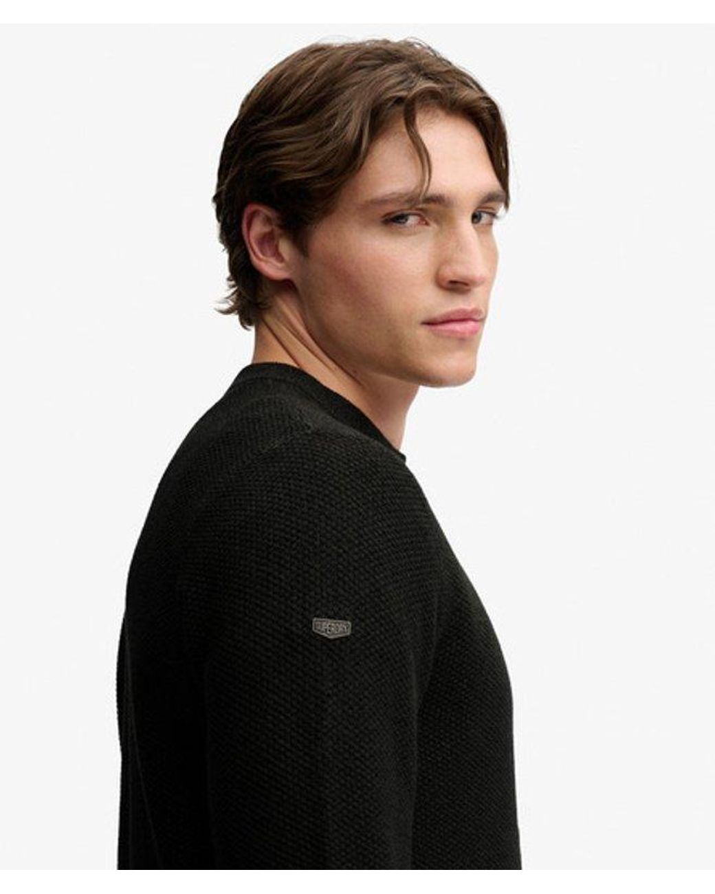 Superdry Black Texture Knit Jumper for men
