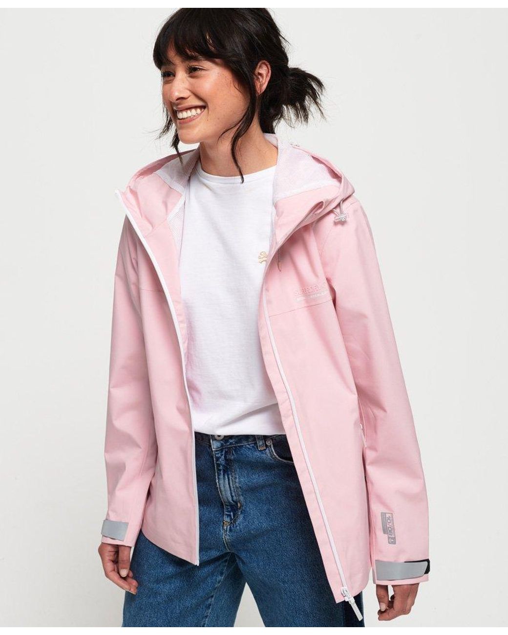 pink superdry coat
