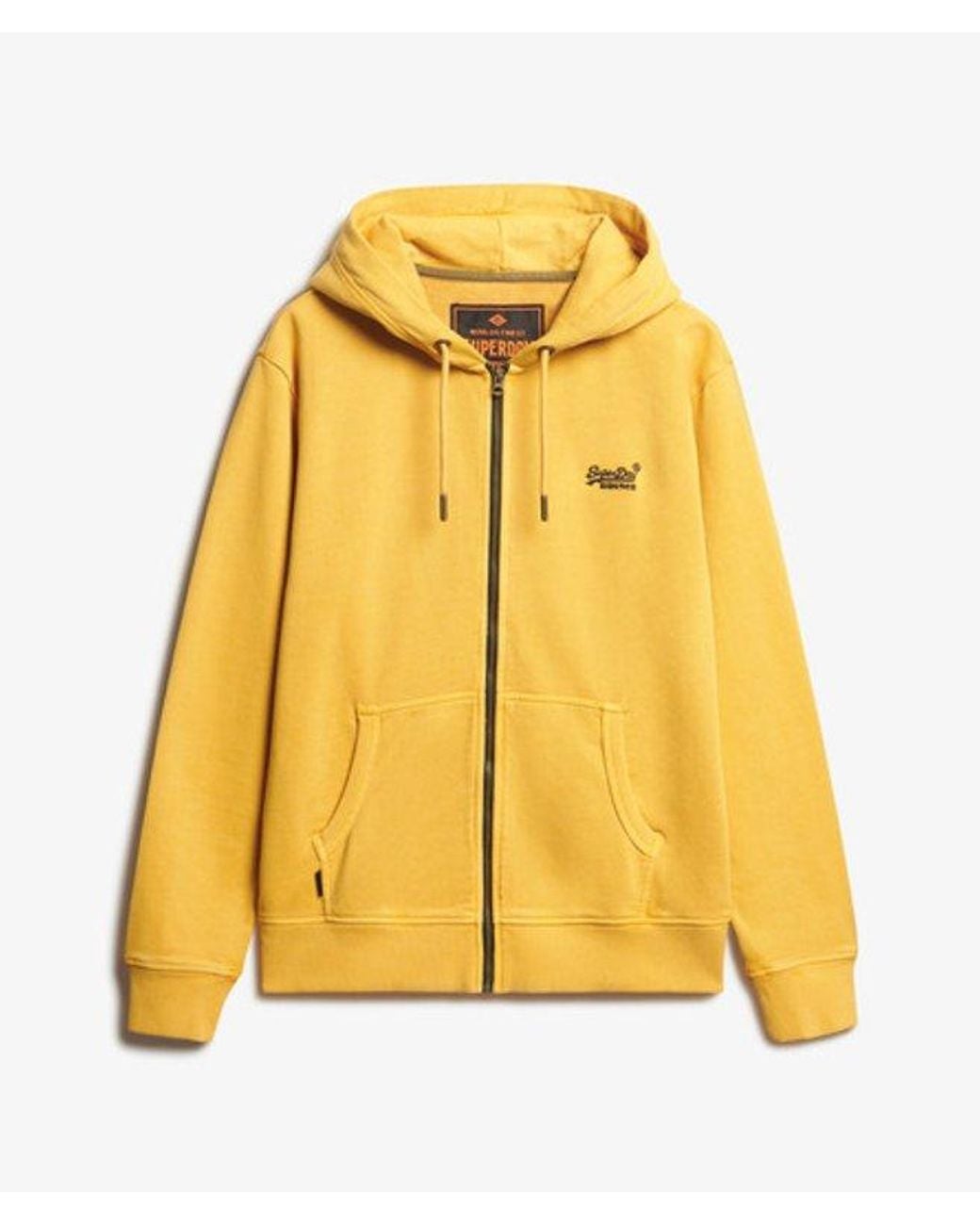 Superdry Essential Logo Washed Hoodie Met Rits Grootte: Xxxl in het Metallic voor heren