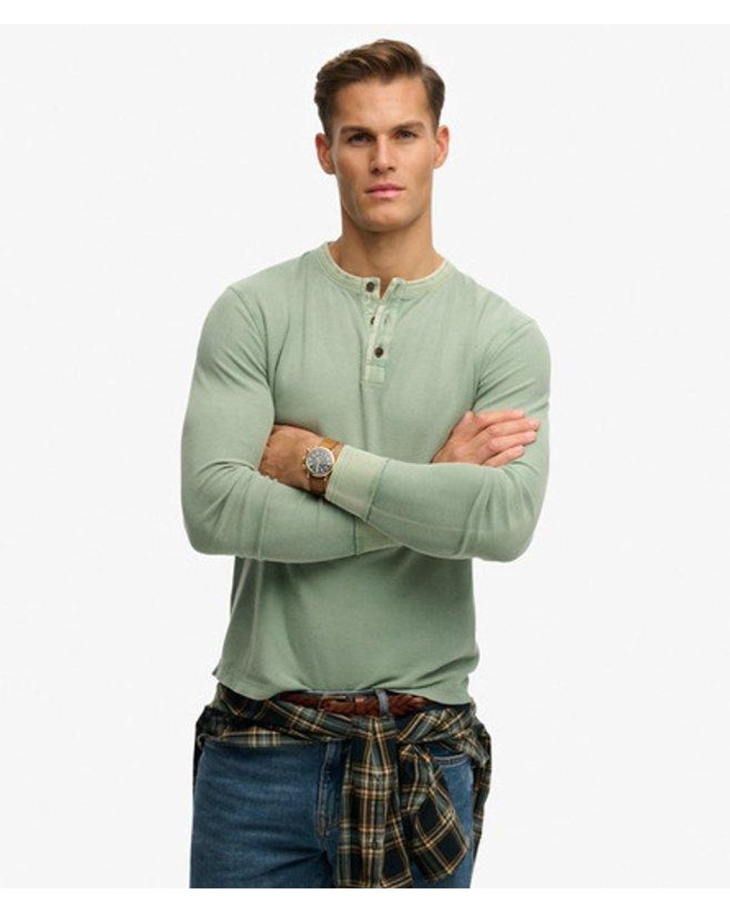 Superdry Green & Co Lightweight Textured Henley Top for men