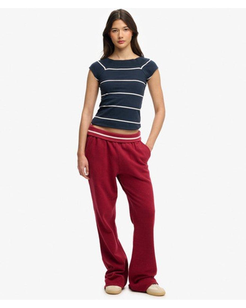Superdry Blue Athletic Off Shoulder Pattern Top