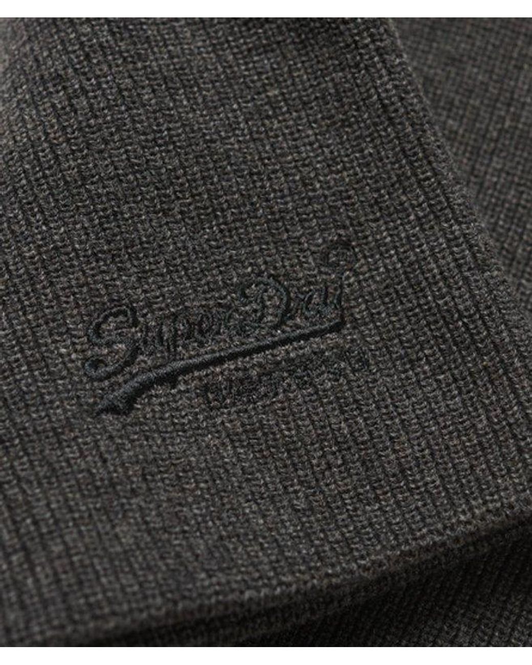 Superdry Black & Co Knitted Essential Logo Beanie Hat for men