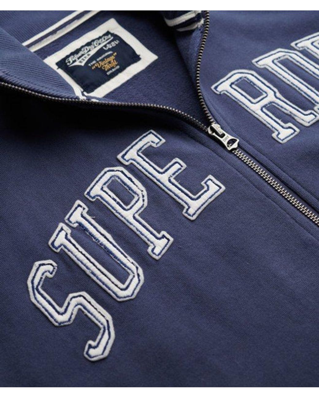 Superdry & Co Athletic Essentials Applique Losse Zip Track Top in het Blue