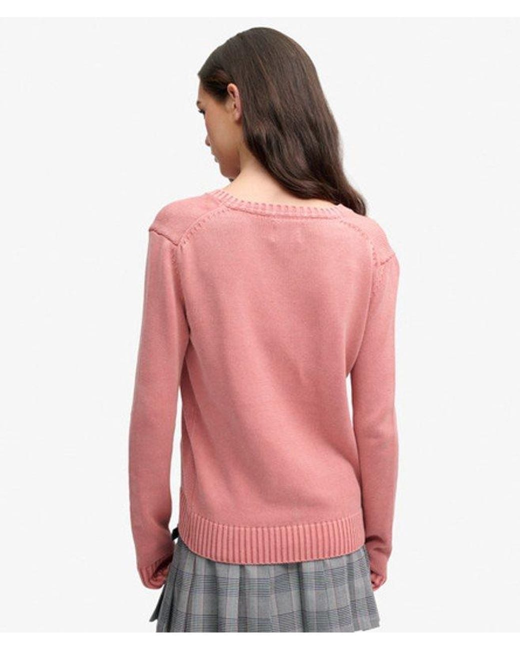 Superdry Pink & Co Washed V Neck Jumper