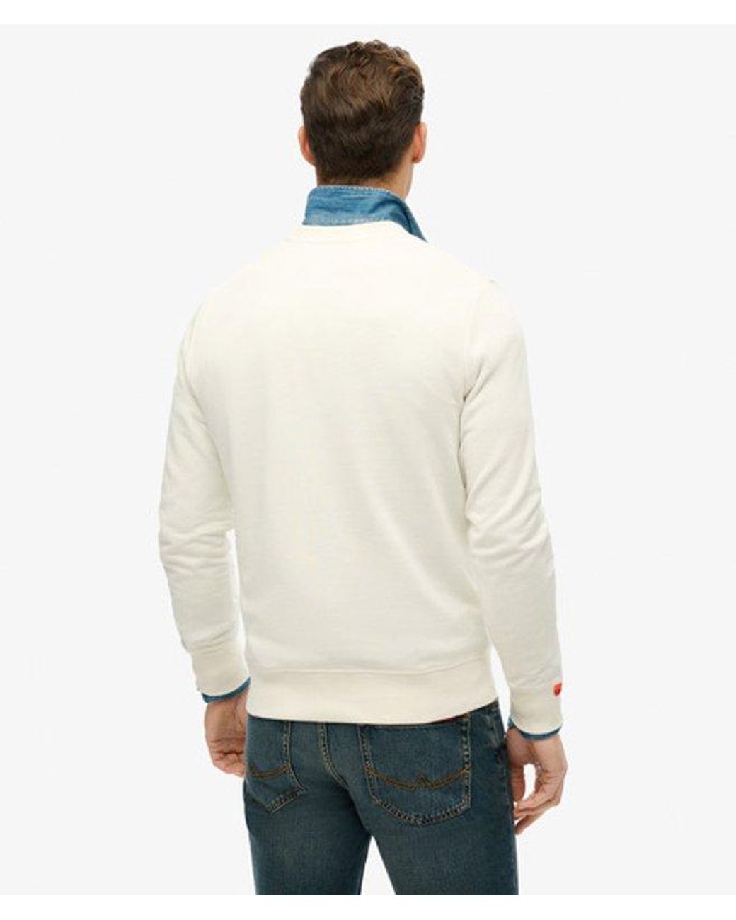Superdry White Lo-Fi Outdoors Relaxed Crew Sweatshirt for men