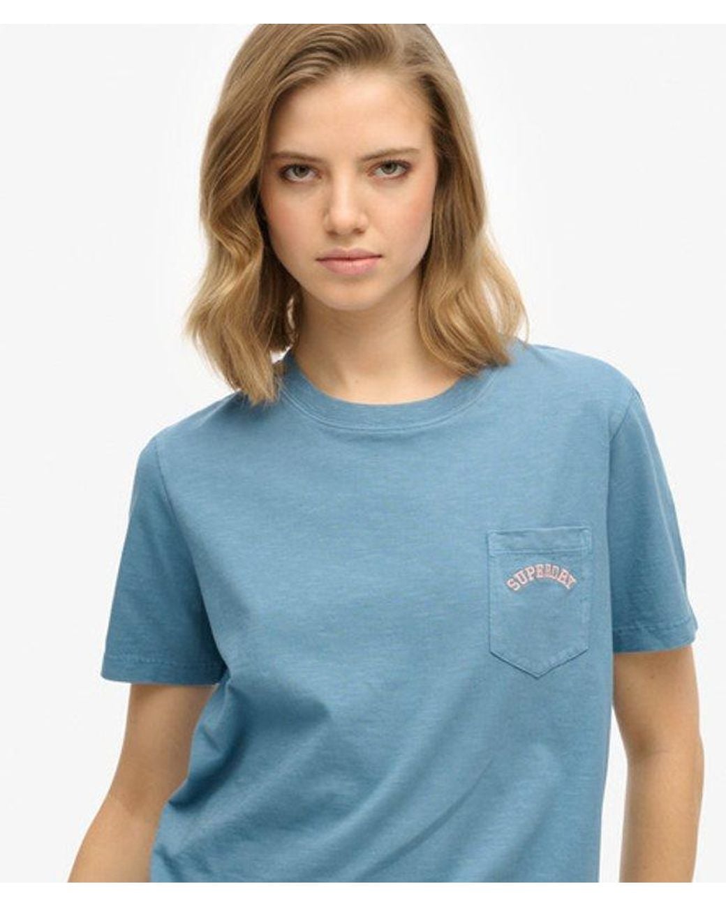 Superdry Blue & Co Essential Logo Garment Dye Pocket T-shirt